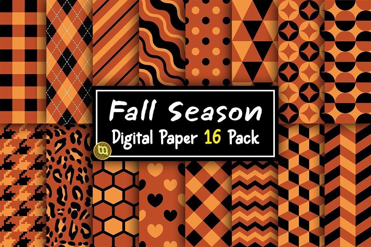 Fall Autumn Digital Paper 16 Pack Graphic by MiracleMaker · Creative ...