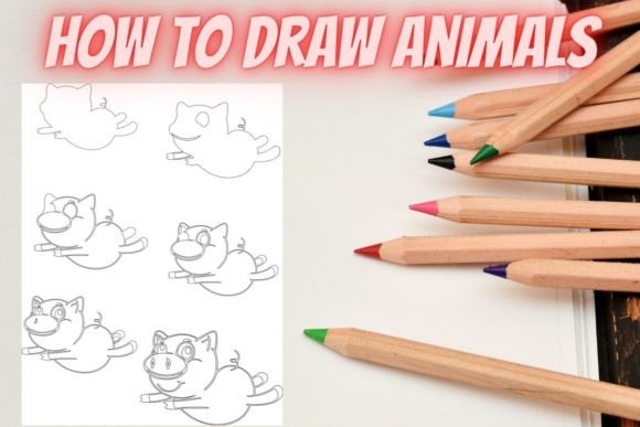 How to Draw Animals Step by Step- Flying Pig