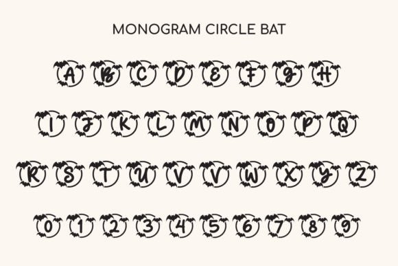 Monogram Circle Bat Font PNG with transparent background - Preview 1