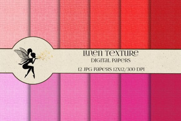 Pink and Red Linen Texture, Paper Set