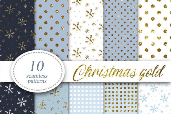 Christmas Seamless Patterns Gold Snow Graphic Patterns By Solo Art Original
