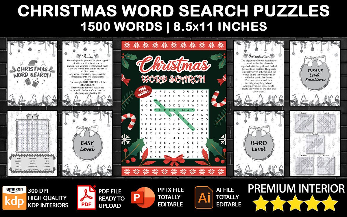 Christmas Word Search Puzzle Book Graphic by LittleGael · Creative Fabrica