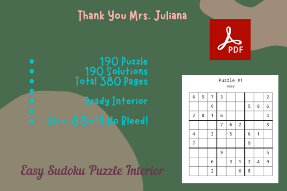 Easy Sudoku Puzzles Interior KDP Graphic by Jerin Design · Creative Fabrica