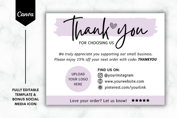 Editable Thank You Card Canva Template 3