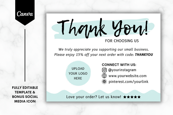 Editable Thank You Card Canva Template 4