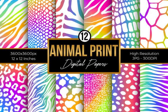 Rainbow Animal Prints Digital Papers Graphic Graphic Templates By Creative Store