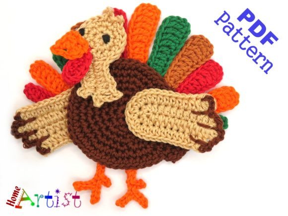 Turkey Thanksgiving Crochet Applique