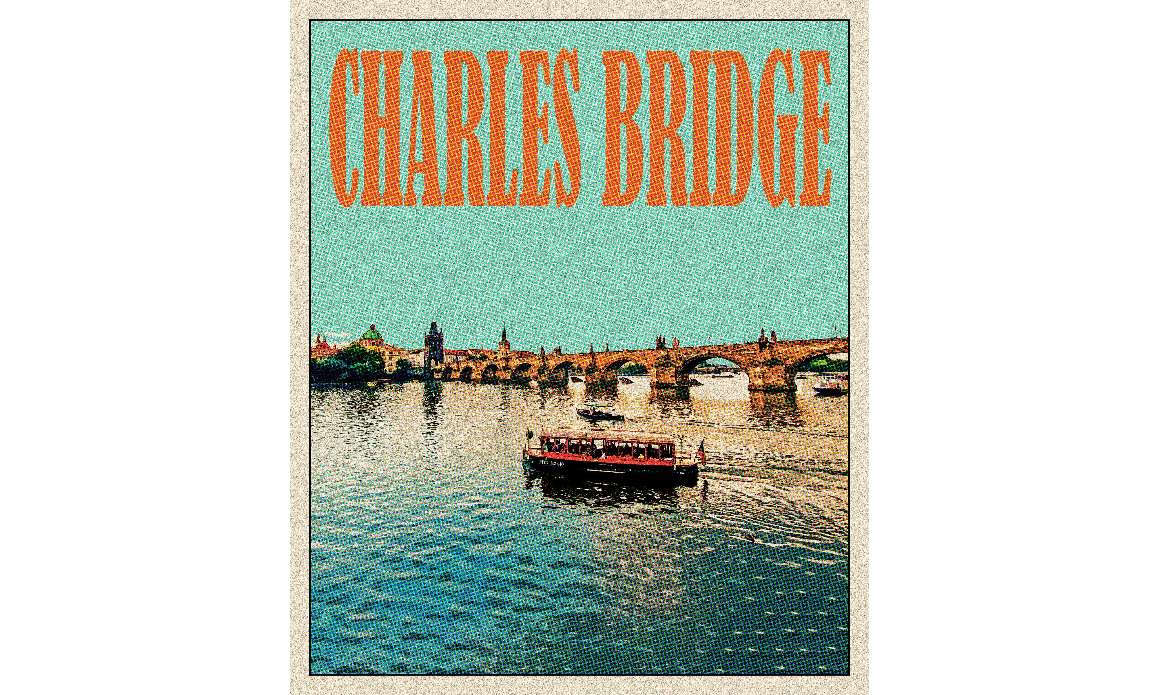 Charles Bridge Travel Vintage Poster