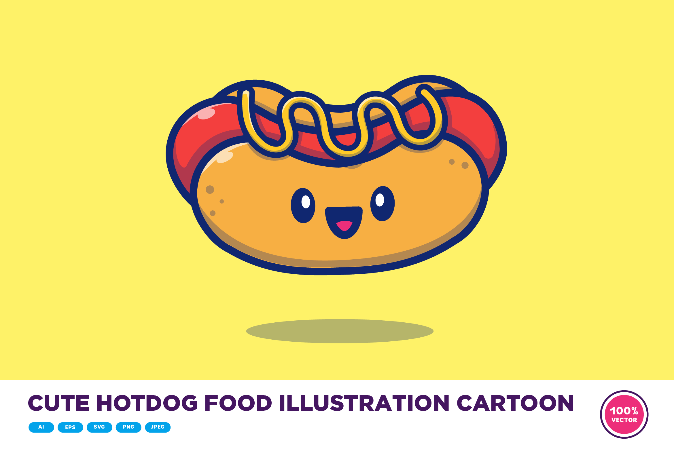 Cute Hotdog Food Illustration Cartoon