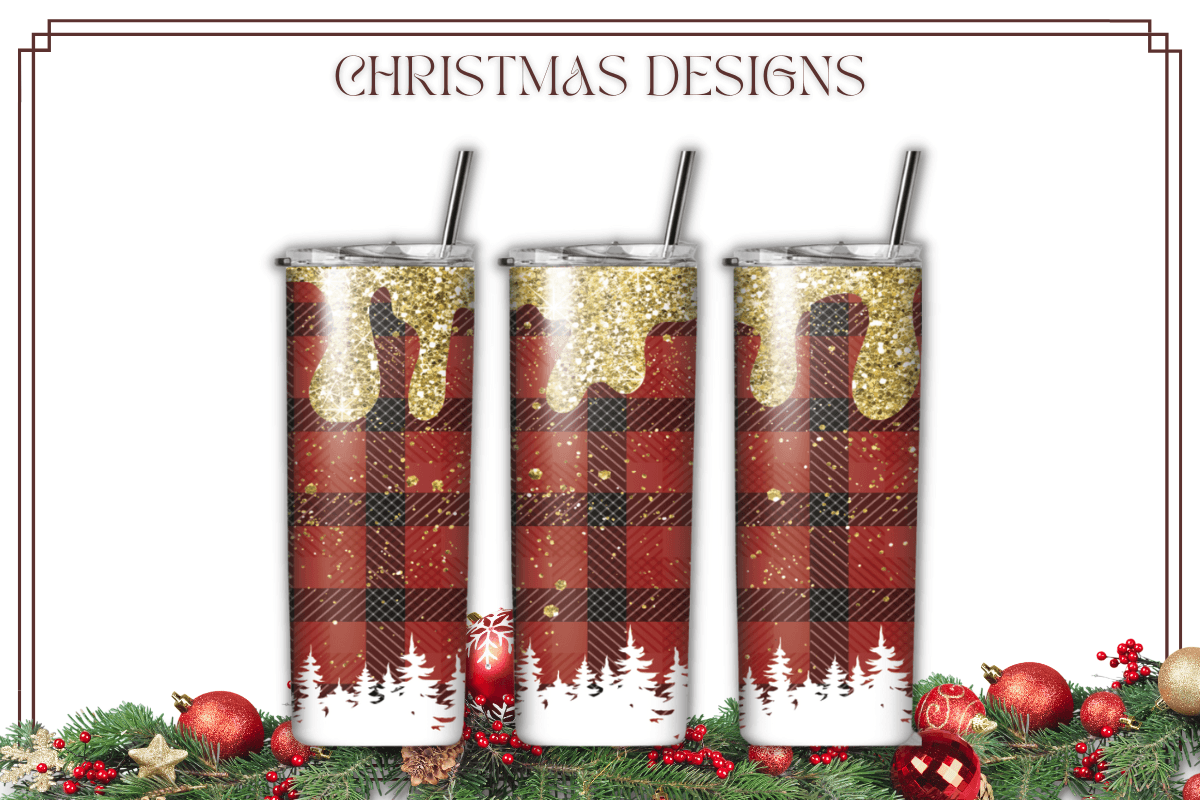 Glitter Plaid Christmas Coffee Tumbler Graphic by sasikharn · Creative ...