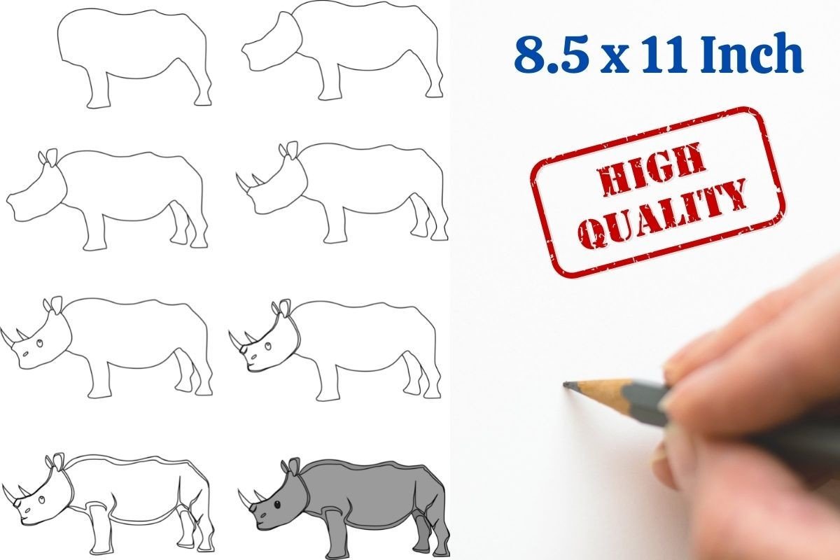 How to Draw Animals Step by Step Rhino
