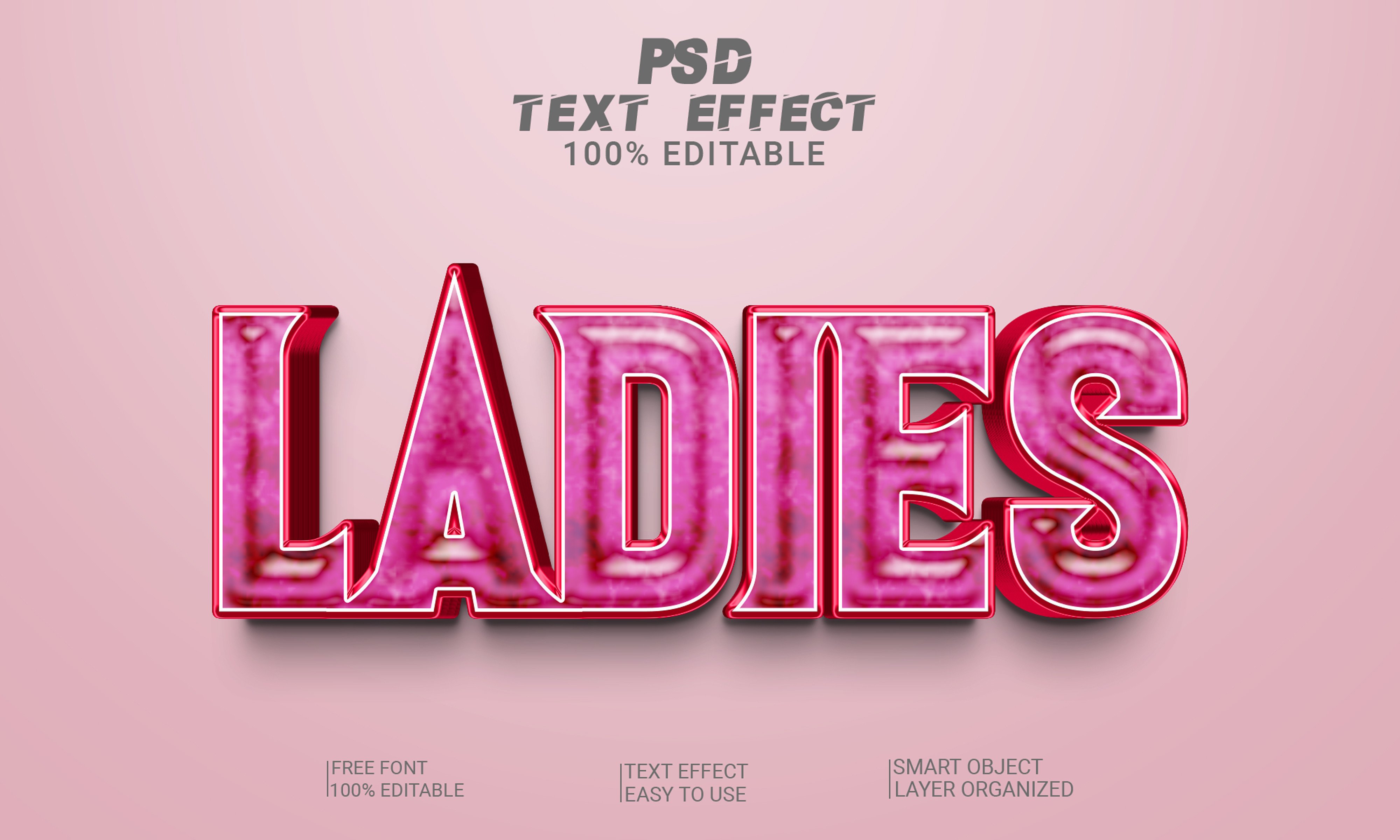 Ladies 3D Text Effect Editable PSD File Graphic by Imamul0 · Creative ...