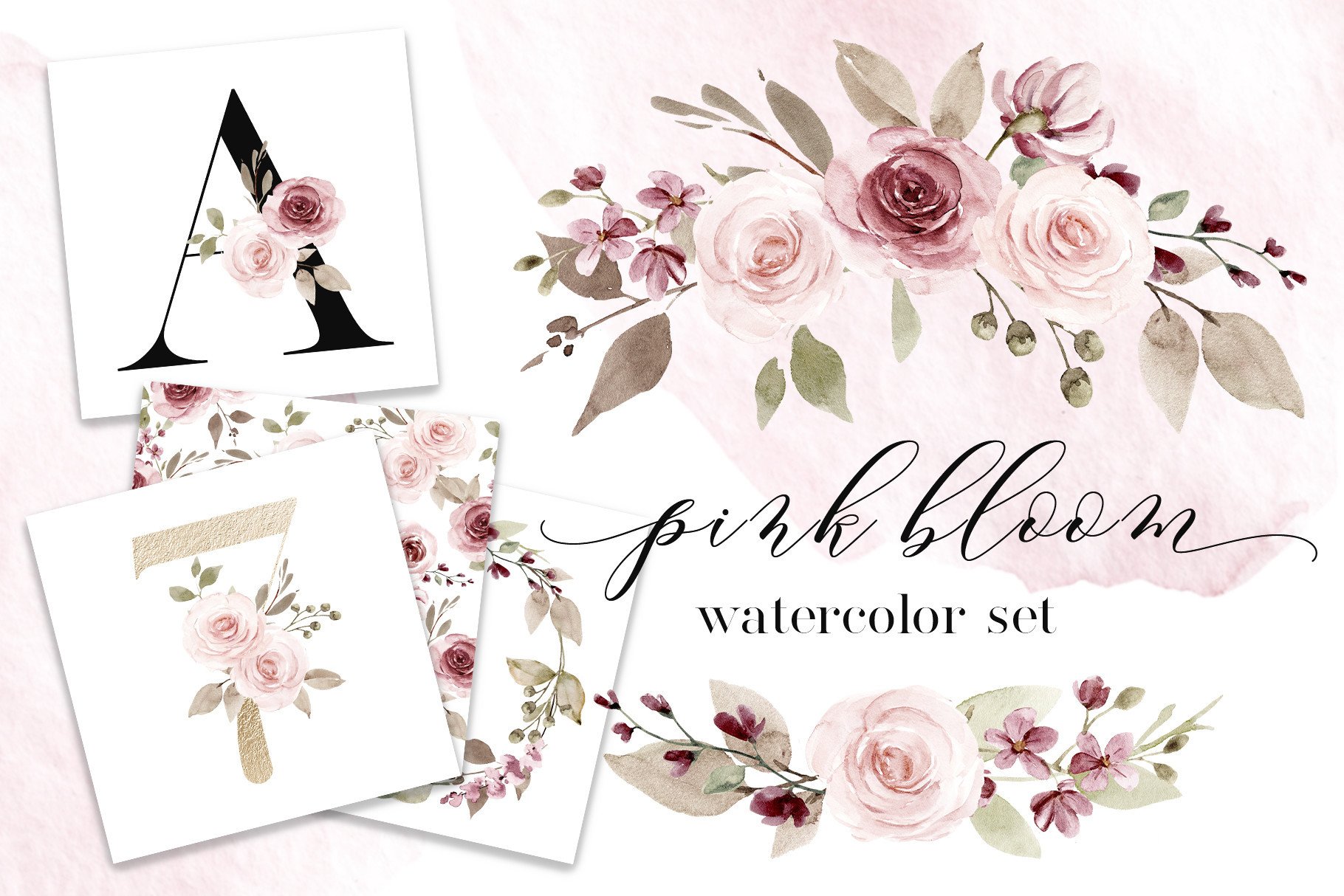 Watercolor Illustrations Pink Bloom