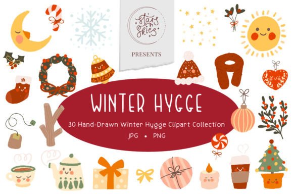Winter Hygge Handdrawn Clipart Pack Graphics