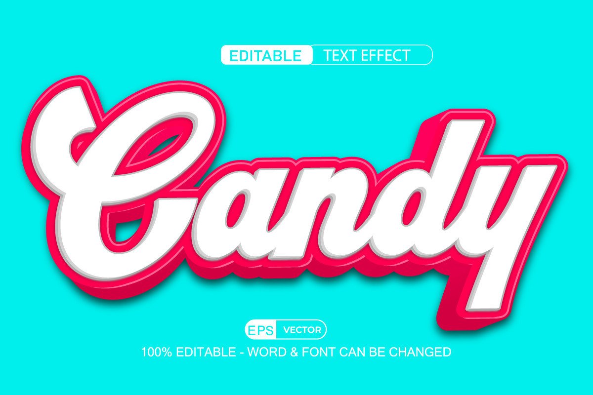 Candy Editable Text Effect Vector 3d Sty Graphic by TrueVector ...