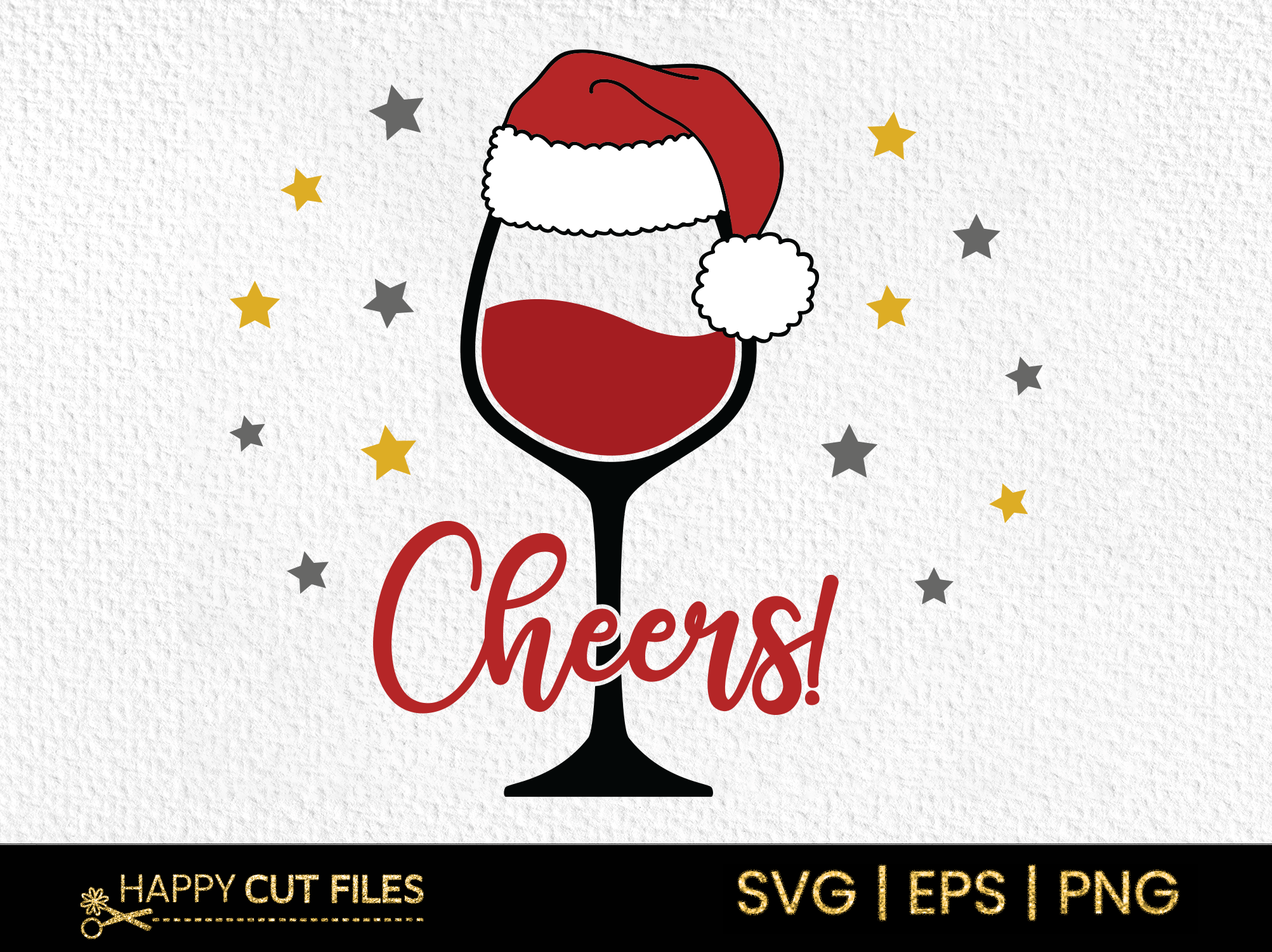 Cheers Svg Wine Glass with Santa Hat Graphic by happycutfiles  Creative  Fabrica