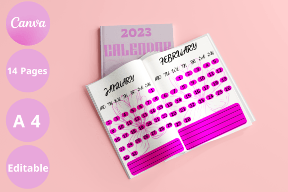 Best Calendar Canva Flower Template Graphics