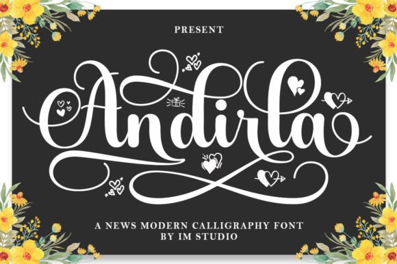 Andirla flowing handwritten font preview