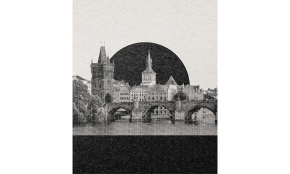 Charles Bridge Vintage Ink Poster