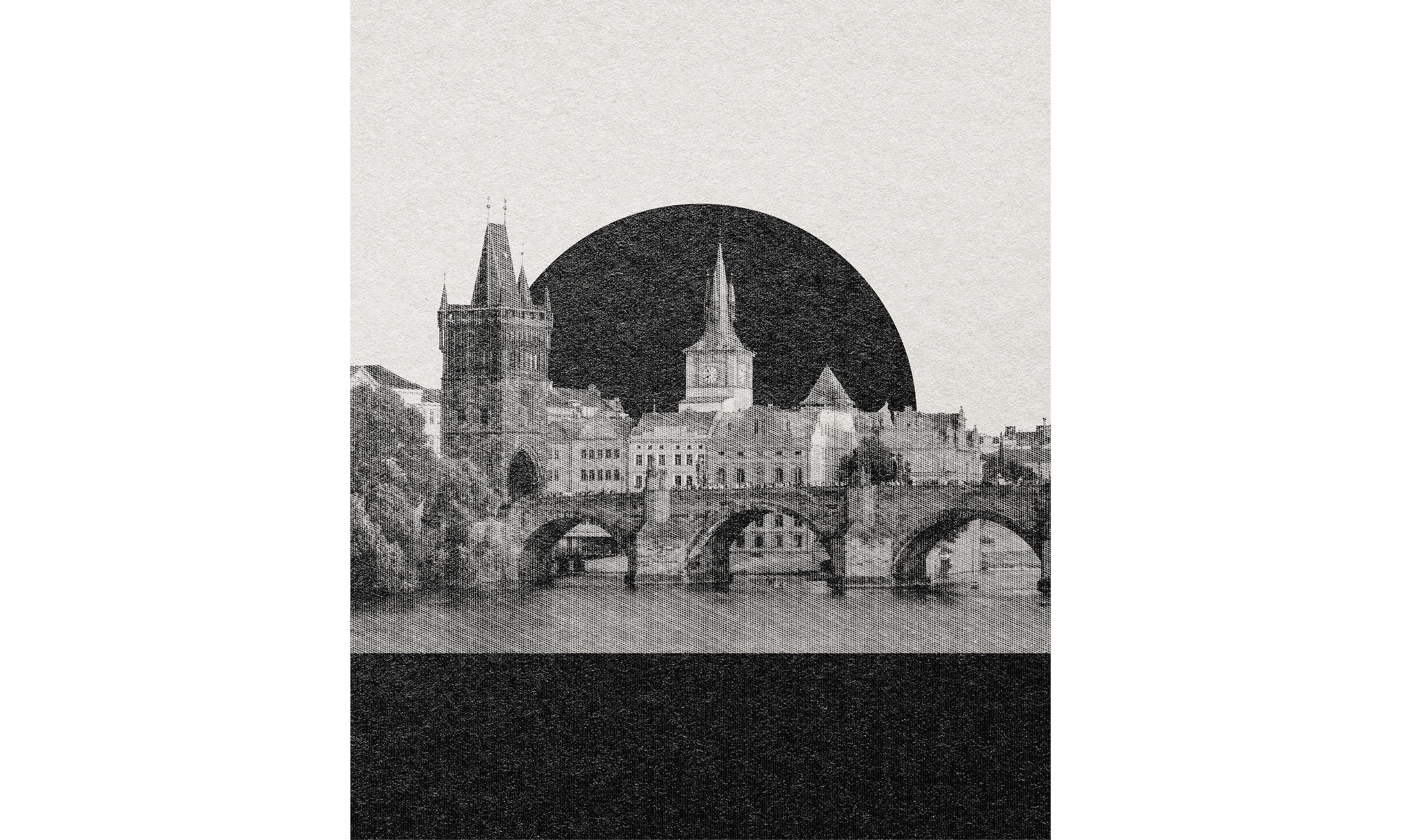 Charles Bridge Vintage Ink Poster