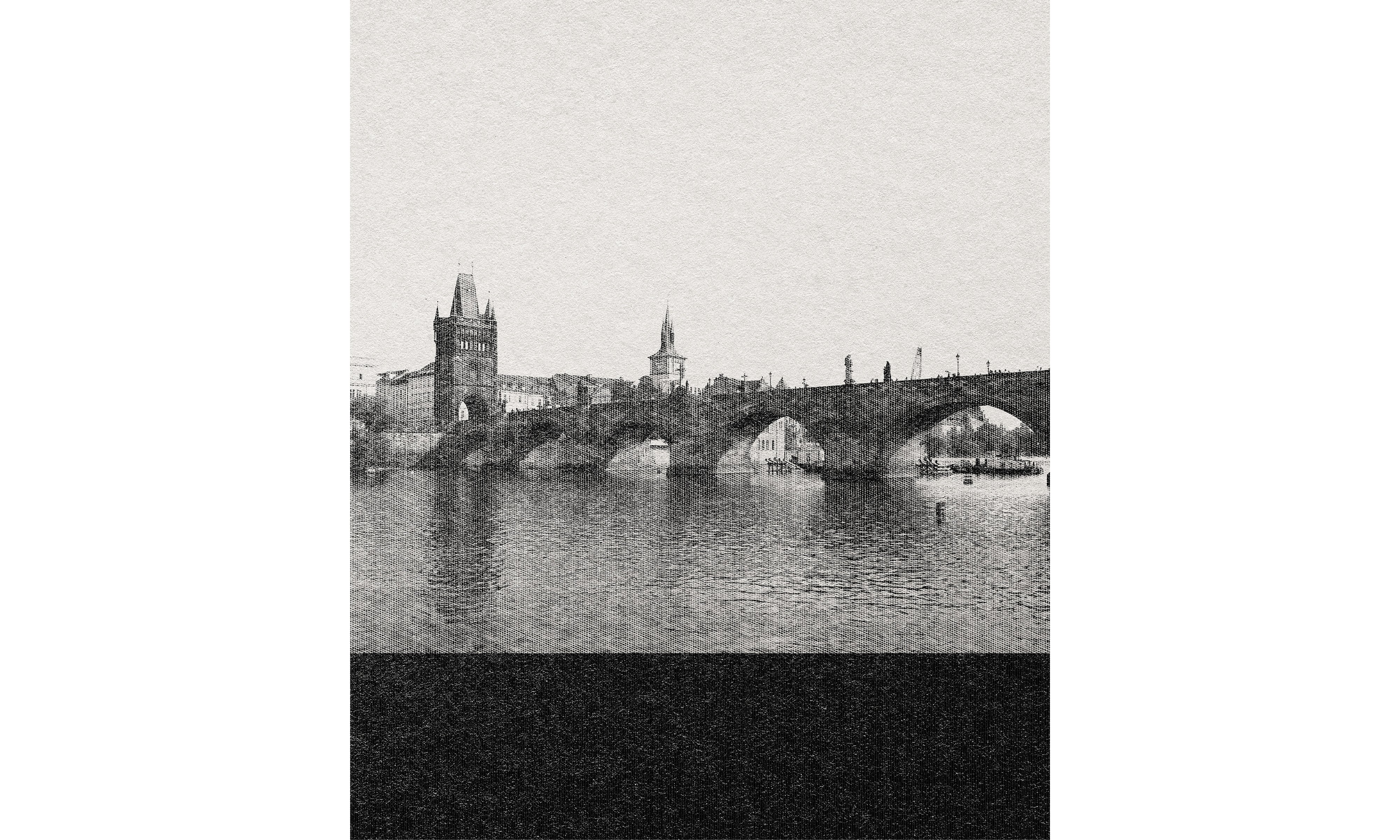 Charles Bridge Vintage Ink Poster