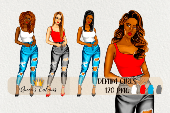 Denim Girl Clipart Graphics