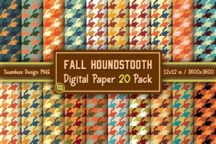 Fall Houndstooth Digital Paper 20 Pack Graphic by MiracleMaker ...