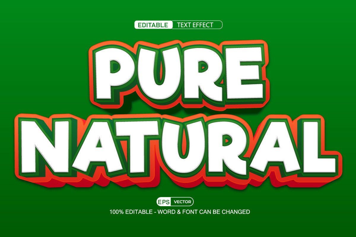 Pure Natural Text Effect Vector 3d Style Graphic by TrueVector ...