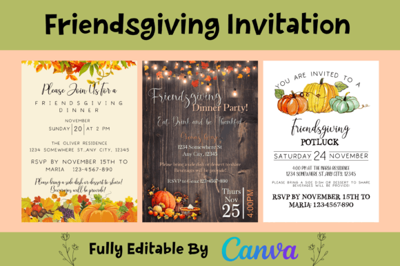 Friendsgiving Invitations Canva Template