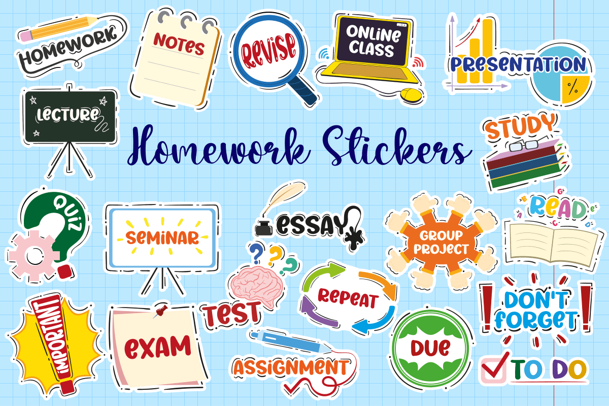 Homework Stickers Set SVG Cut file by Creative Fabrica Crafts ...