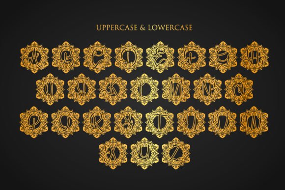 Joyful Mandala Monogram Font PNG with transparent background - Preview 1