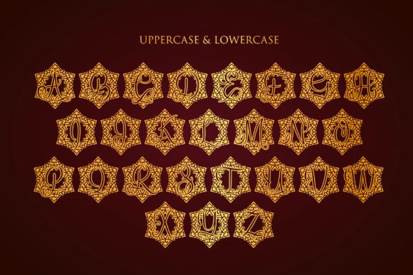Lotus Mandala Monogram Font PNG with transparent background - Preview 1