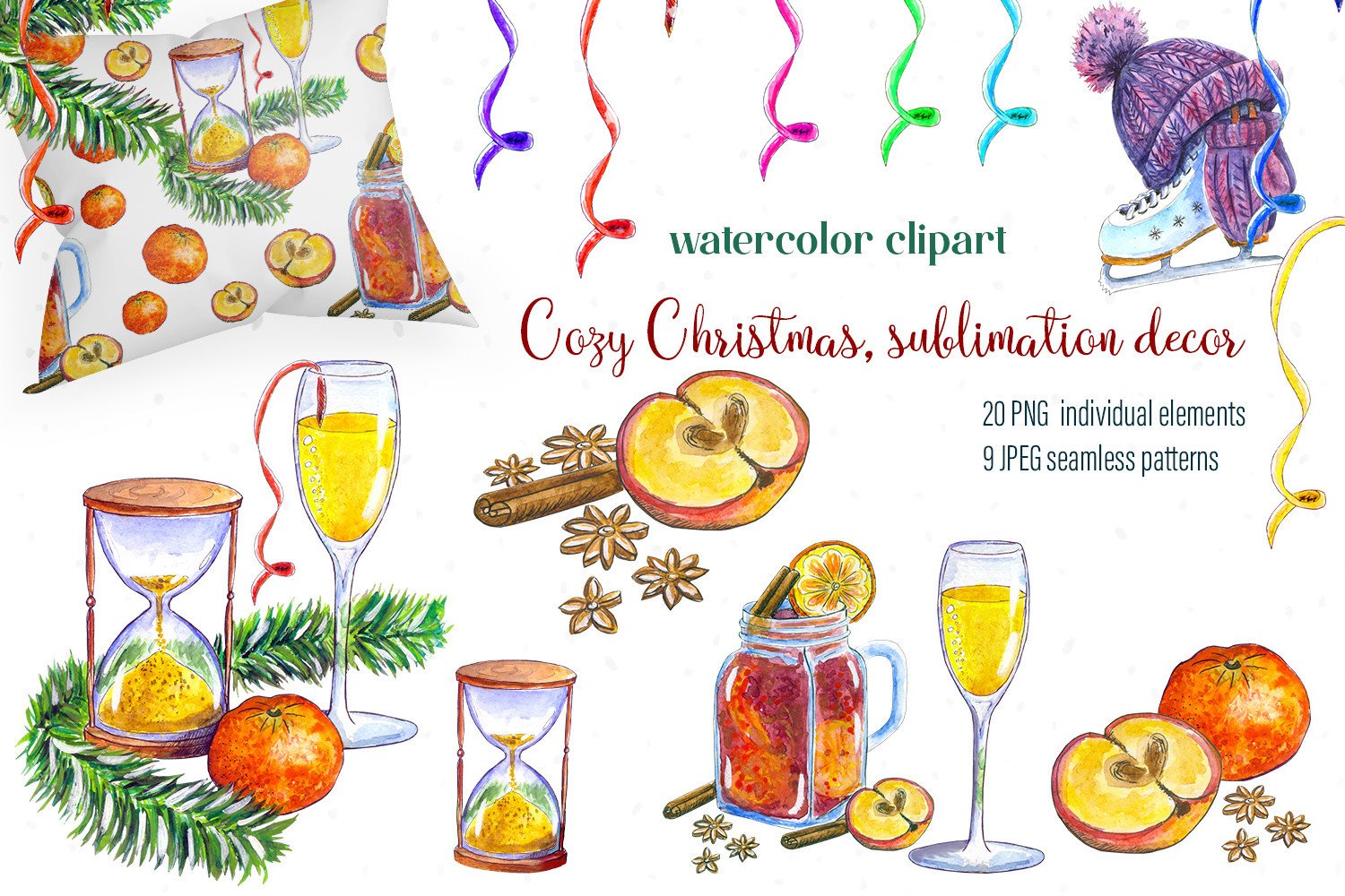 Watercolor Cliparts Set Cozy Christmas Set - photo 1