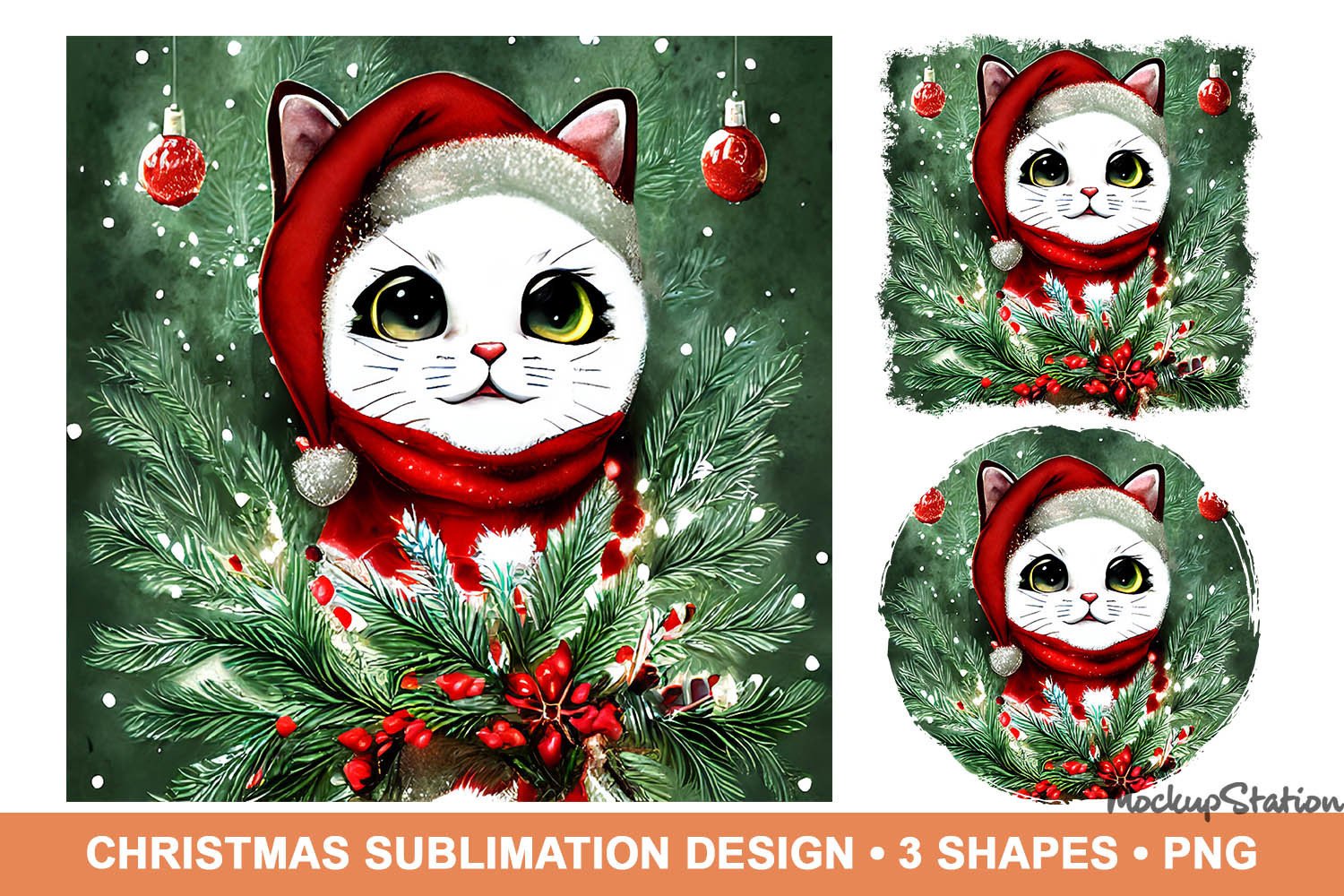 Christmas Cat Sublimation PNG Design Graphic by Mockup Station ...