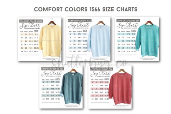 Comfort Colors 1566 Crewneck Size Charts Grafica Felpe con cappuccio e felpe Di kkbedard