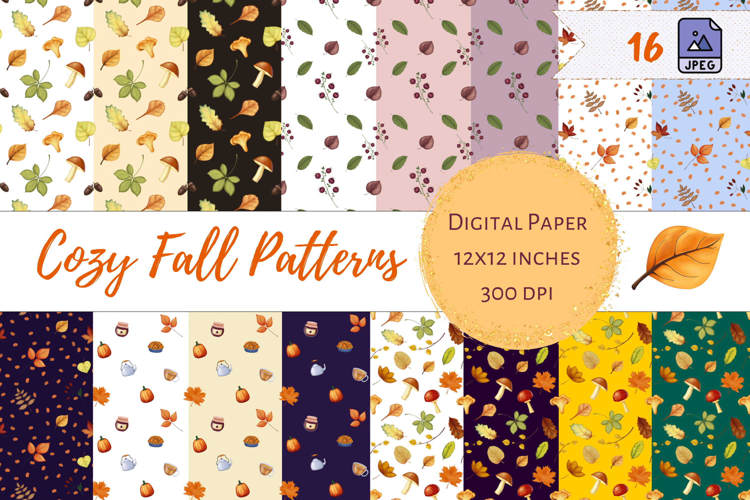 Cozy Autumn Seamless Patterns Graphic by zayamiart · Creative Fabrica