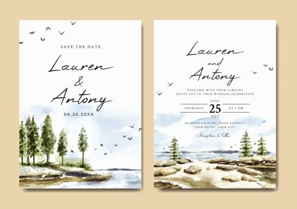 Wedding Invitation Watercolor Landscape