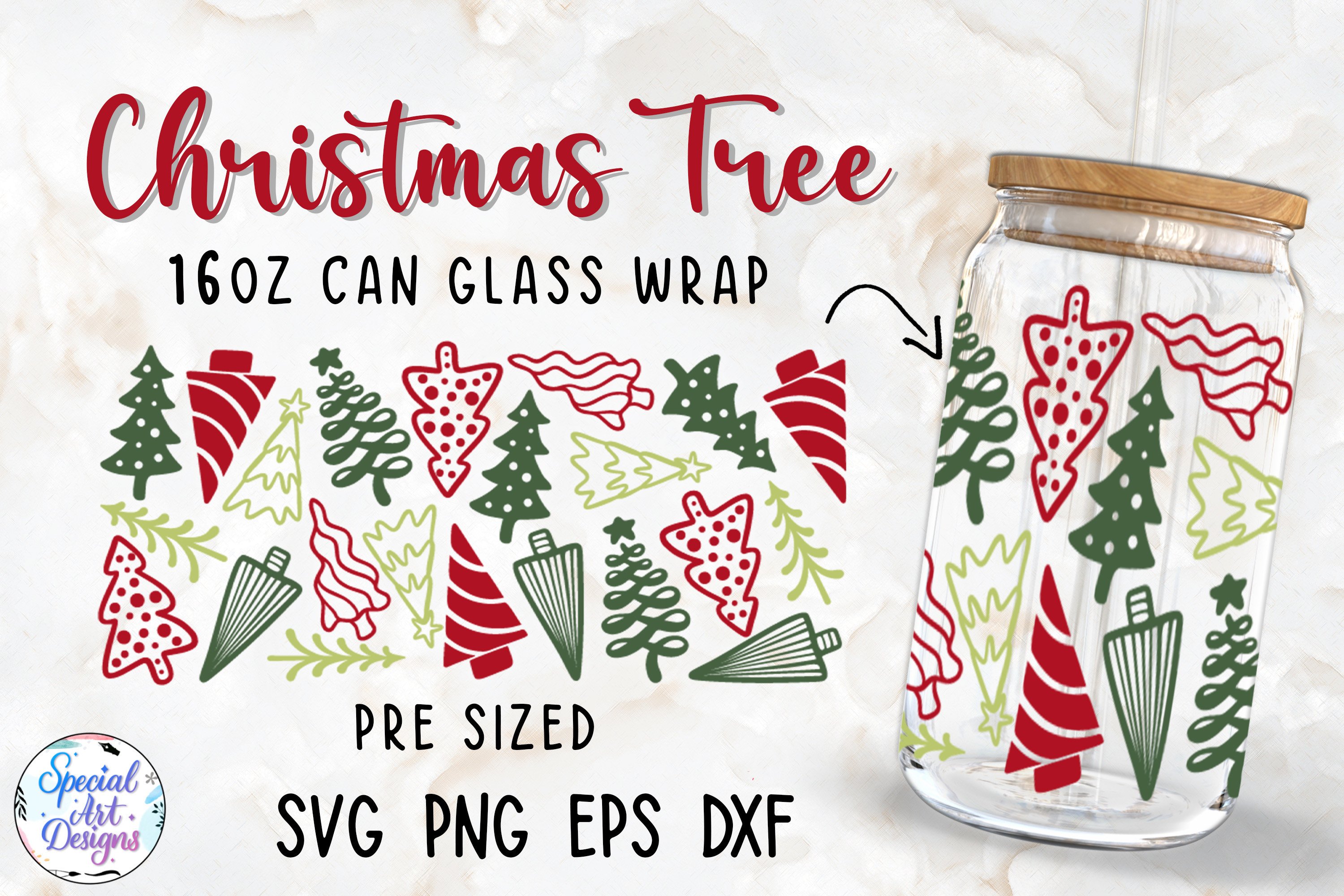 Christmas Tree | Glass Can Wrap