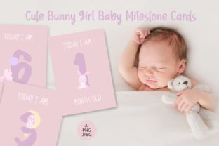 Cute Bunny Girl Baby Milestone Cards PNG Graphic by Dysenkart ...