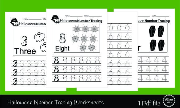 Halloween Number Tracing Worksheets