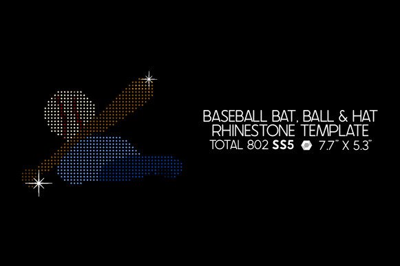 Baseball Bat, Ball & Hat Rhinestone Template SVG Cut file by Creative ...