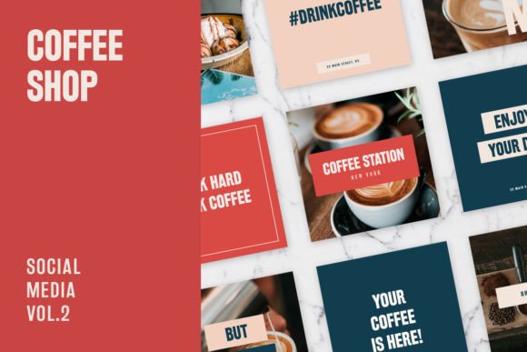 Preview of Coffee Station Social Media Kit coffee shop social media template