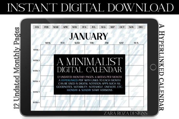 Glitchy Blue Monthly Digital Planner