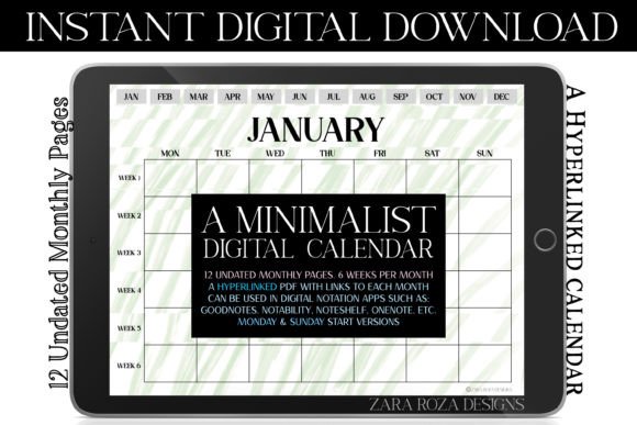 Glitchy Green Digital Monthly Planner