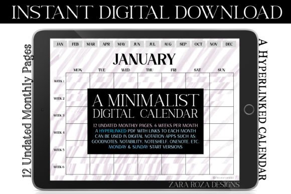 Glitchy Pastel Purple Digital Calendar