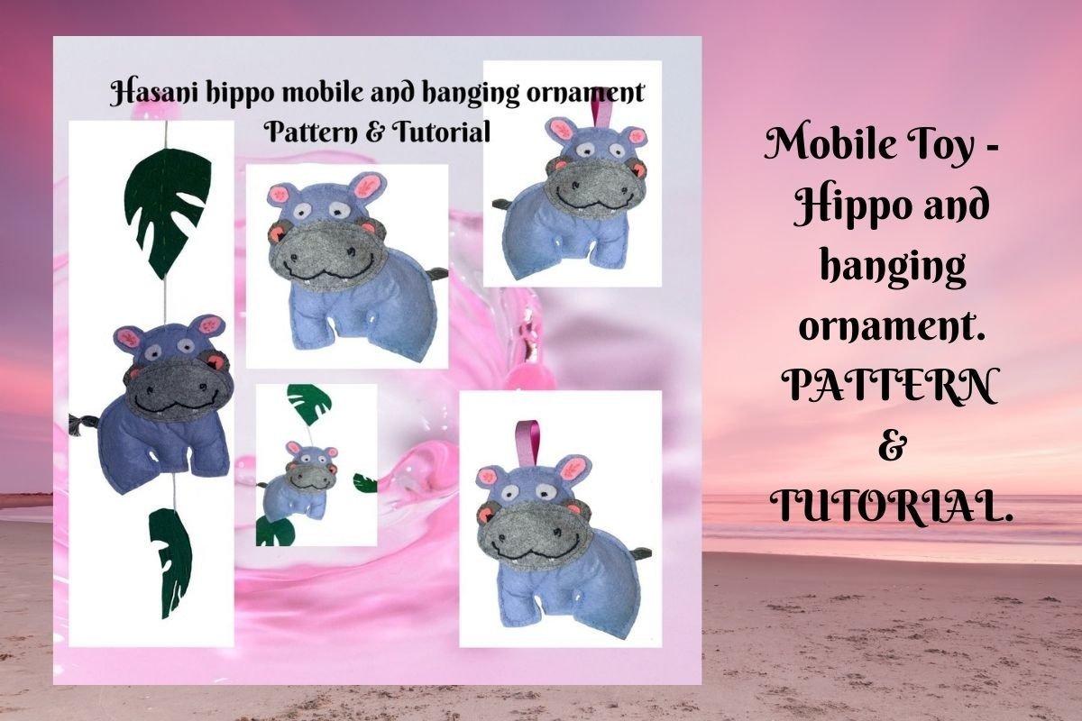Hippo Baby Mobile Sewing Pattern, Fabric