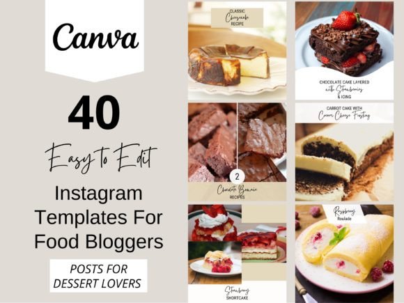 Preview of Instagram Template Canva Food Dessert food social media design template