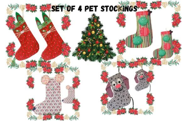 Set of 4 Pet Stockings Sewing Patterns