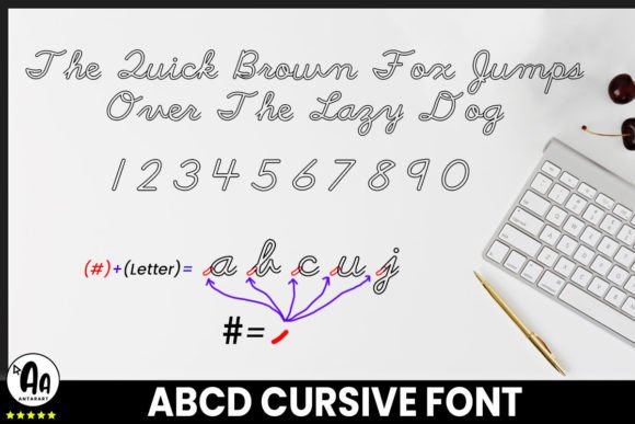 Abcd Cursive Outlined Font - Preview 2