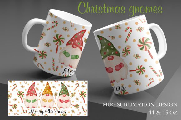 Christmas Gnomes Mug Wrap Sublimation Graphic Print Templates By Nastya Moon Designs